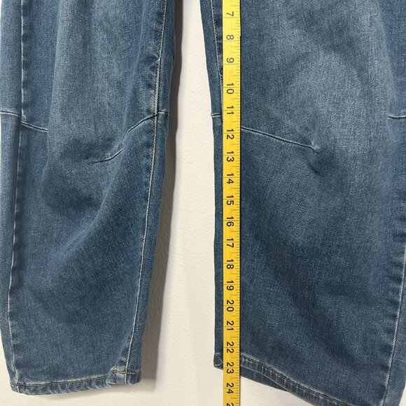 Pilcro Anthropologie Blue Jeans Size 29 Crop Leni Curved Barrel Tapered Stretch - Picture 10 of 16